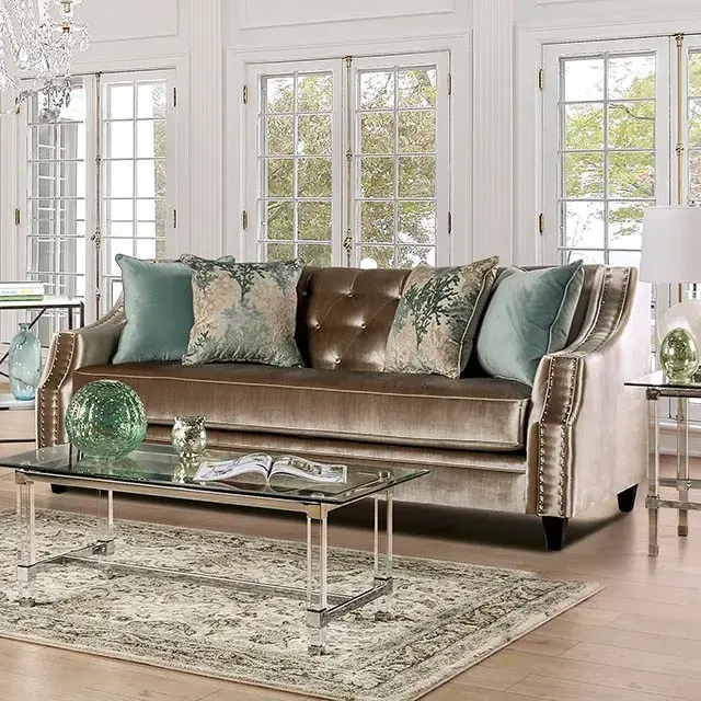 Transitional Champagne, Turquoise Sofa — Sofa, view 11