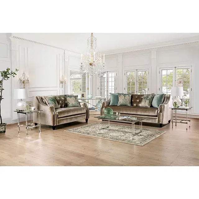 Transitional Champagne, Turquoise Sofa — Sofa, view 9