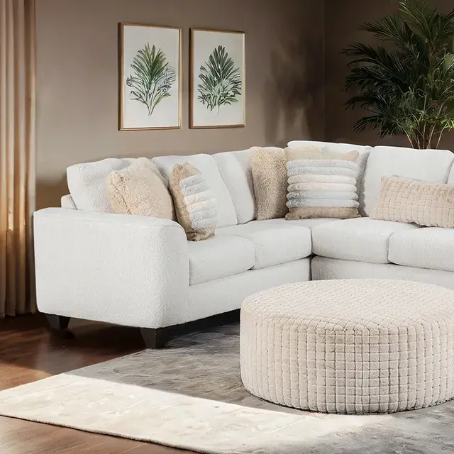 Transitional Cream/Tan Sectional Sofa — Sofa, main view