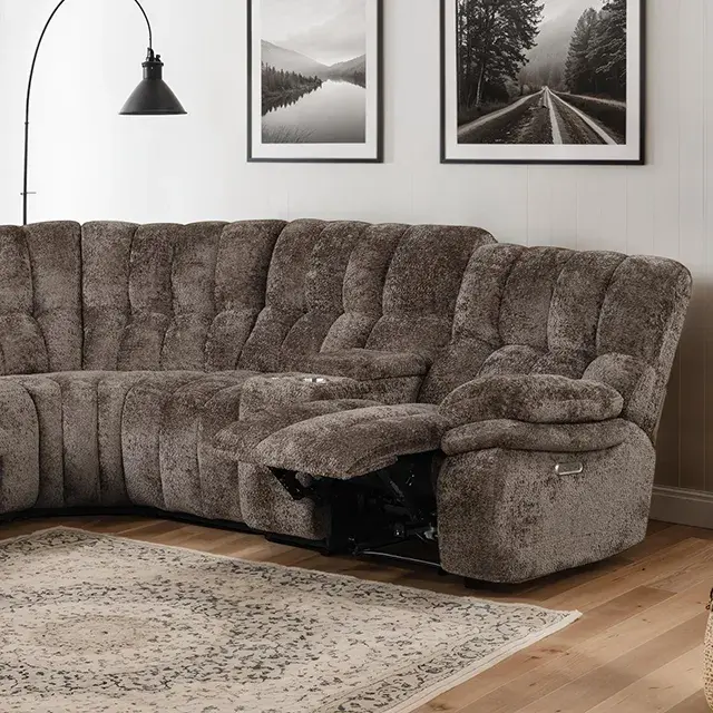 Transitional Dark Brown Power Reclining Sectional — Sofa, main view