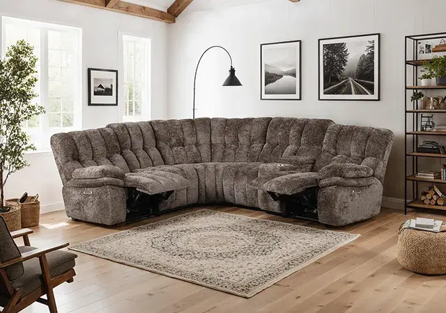 Transitional Dark Brown Power Reclining Sectional — Sofa, view 2