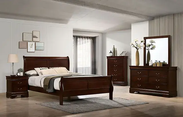 Transitional Dark Cherry Nightstand — Nightstand, main view