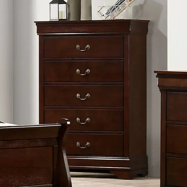 Transitional Dark Cherry Nightstand — Nightstand, view 5