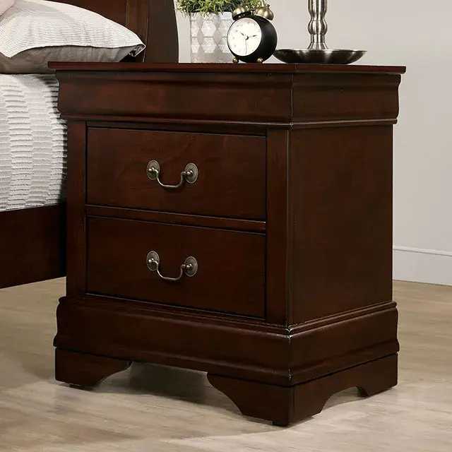 Transitional Dark Cherry Nightstand — Nightstand, view 6