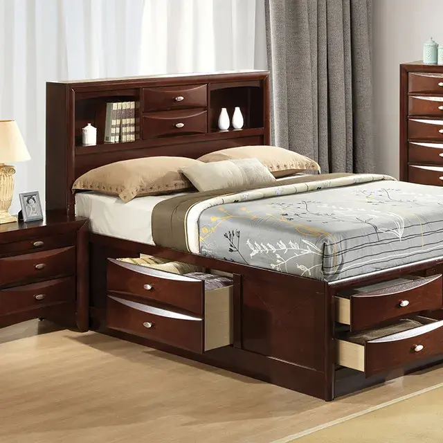 Transitional Dark Cherry Nightstand (Zosimo) — Nightstand, main view