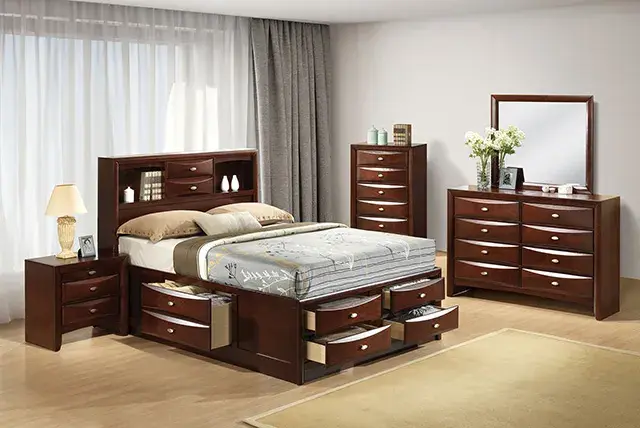 Transitional Dark Cherry Nightstand (Zosimo) — Nightstand, view 3