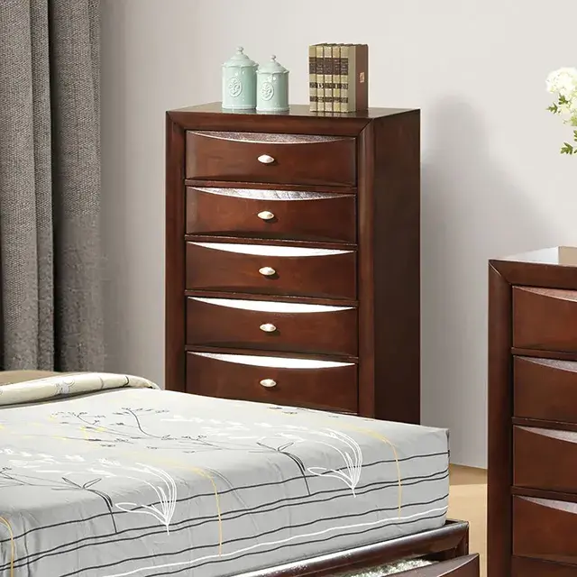 Transitional Dark Cherry Nightstand (Zosimo) — Nightstand, view 5