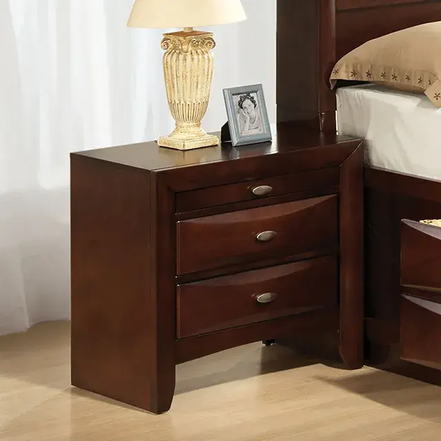 Transitional Dark Cherry Nightstand (Zosimo) — Nightstand, view 6