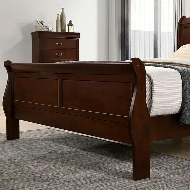 Transitional Dark Cherry Queen Bedroom Set — Bed Frame, main view