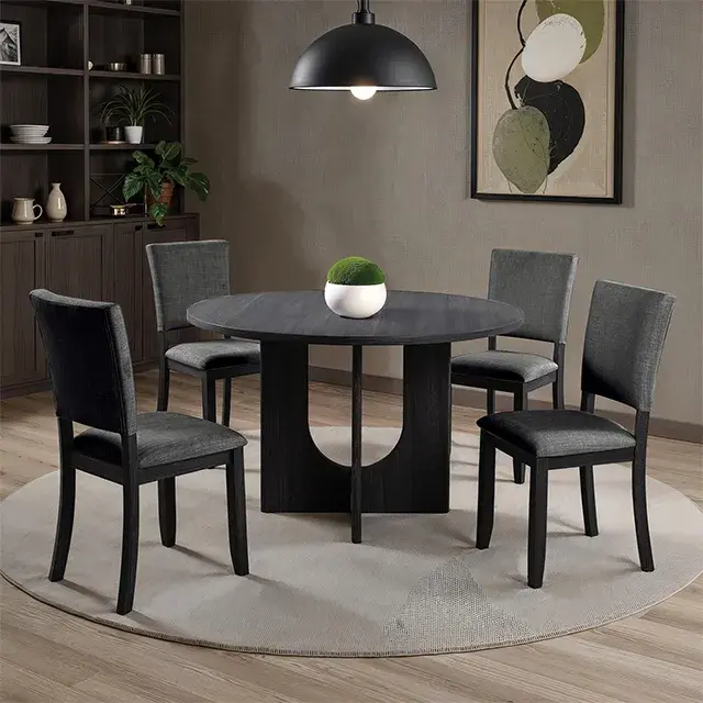 Transitional Dark Gray Dining Set — Dining Table, view 2