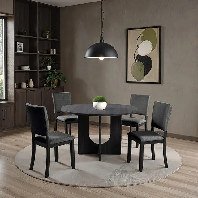Transitional Dark Gray Dining Set — Dining Table, view 3