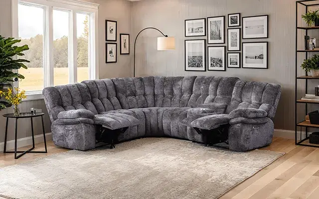 Transitional Dark Gray Power Reclining Sectional — Sofa, view 2