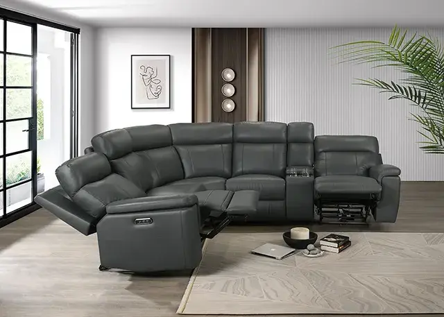 Transitional Dark Gray Power Reclining Sectional (Oliverus) — Sofa, main view