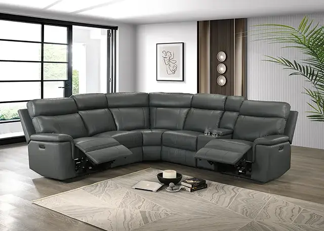 Transitional Dark Gray Power Reclining Sectional (Oliverus) — Sofa, view 4