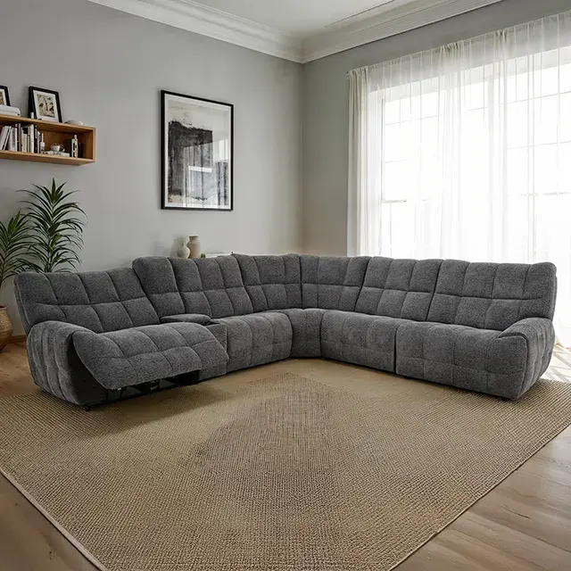 Transitional Dark Gray Power Reclining Sectional (Southwold) — Sofa, main view