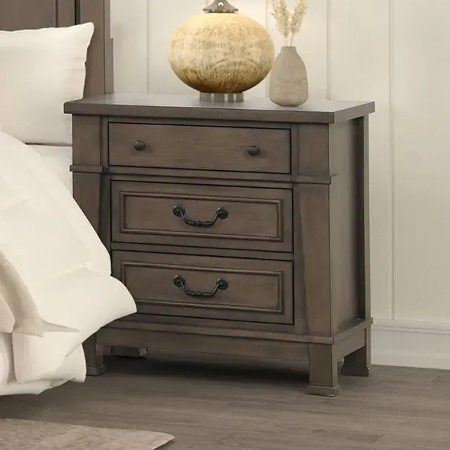 Transitional Dark Walnut Nightstand — Nightstand, view 7