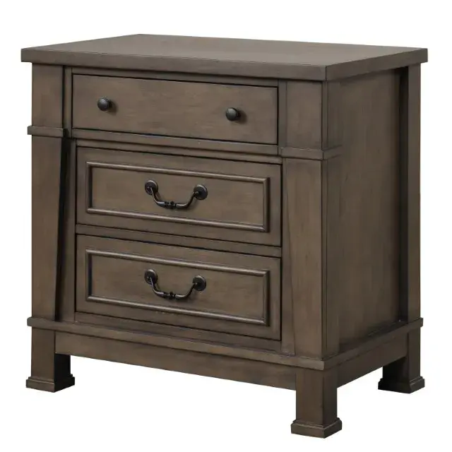 Transitional Dark Walnut Nightstand — Nightstand, view 8
