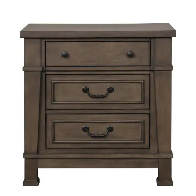 Transitional Dark Walnut Nightstand — Nightstand, view 2