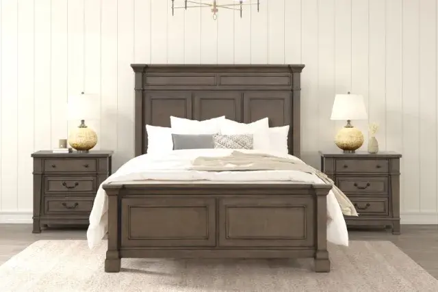 Transitional Dark Walnut Queen Bedroom Set — Bed Frame, view 3