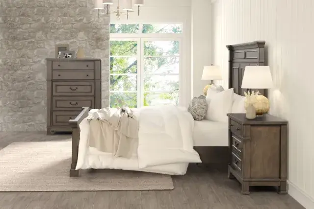 Transitional Dark Walnut Queen Bedroom Set — Bed Frame, view 2