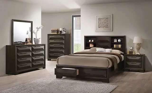 Transitional Espresso Queen Bedroom Set — Bed Frame, main view
