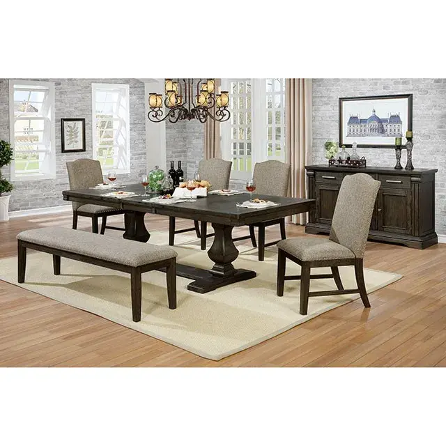 Transitional Espresso, Warm Gray Dining Set — Dining Table, view 2