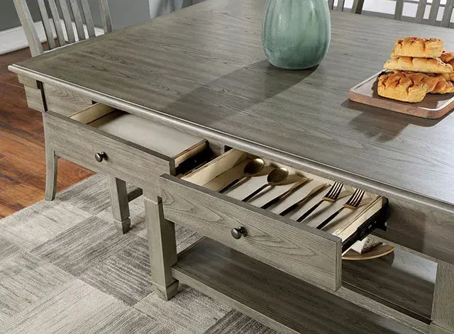 Transitional Gray Dining Set — Dining Table, view 3