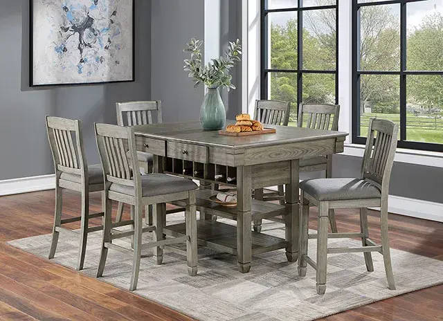 Transitional Gray Dining Set — Dining Table, view 2