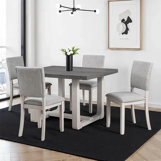 Transitional Gray Dining Set (Sauro) — Dining Table, view 5