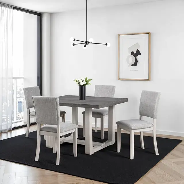 Transitional Gray Dining Set (Sauro) — Dining Table, view 6
