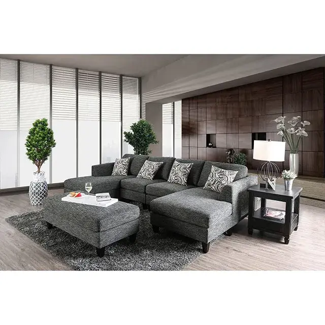 Transitional Gray Modular Sectional — Sofa, main view