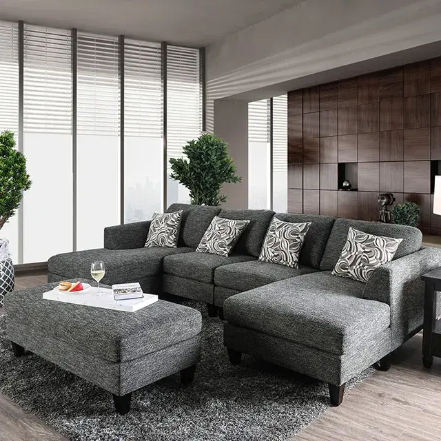 Transitional Gray Modular Sectional — Sofa, view 3