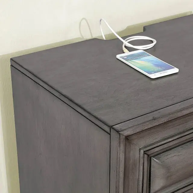 Transitional Gray Nightstand — Nightstand, view 3
