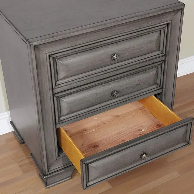 Transitional Gray Nightstand — Nightstand, view 4