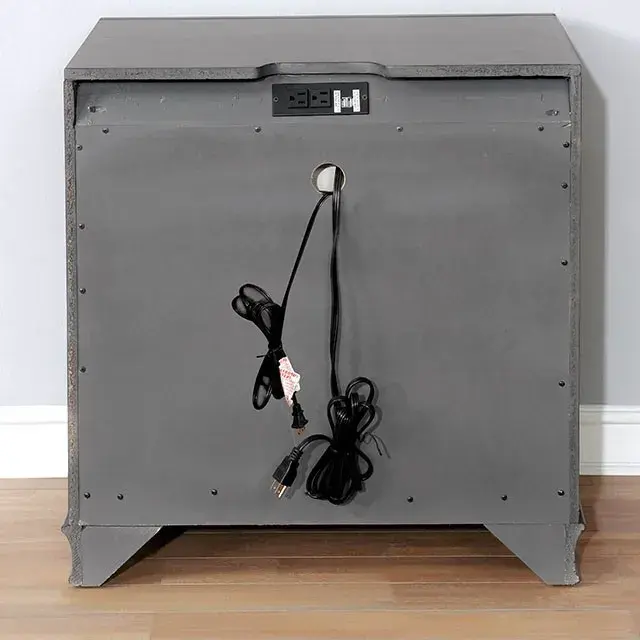Transitional Gray Nightstand — Nightstand, view 6