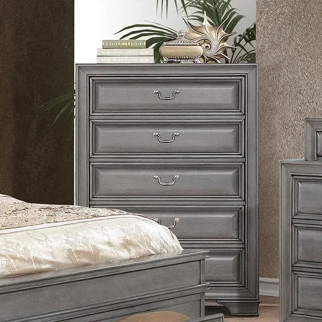 Transitional Gray Nightstand — Nightstand, main view