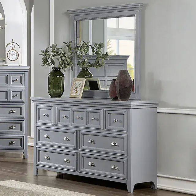 Transitional Gray Nightstand (Castlile) — Nightstand, view 3