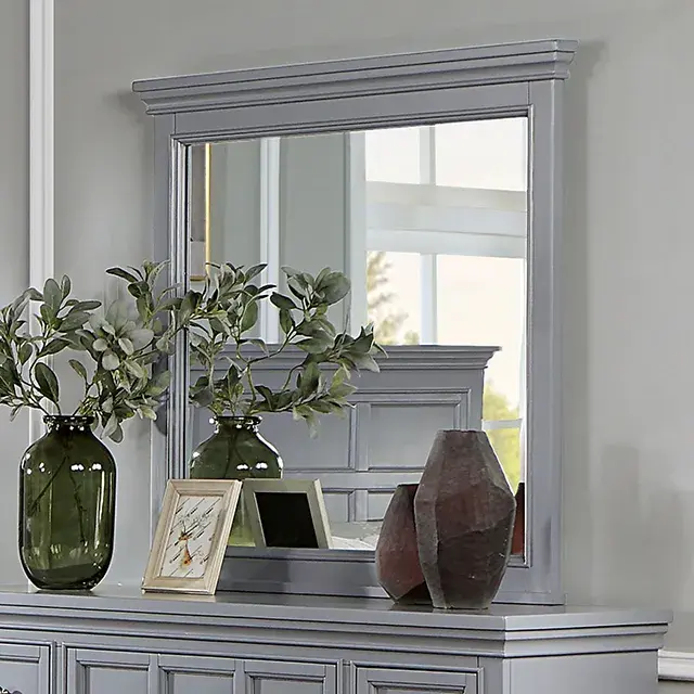 Transitional Gray Nightstand (Castlile) — Nightstand, view 4