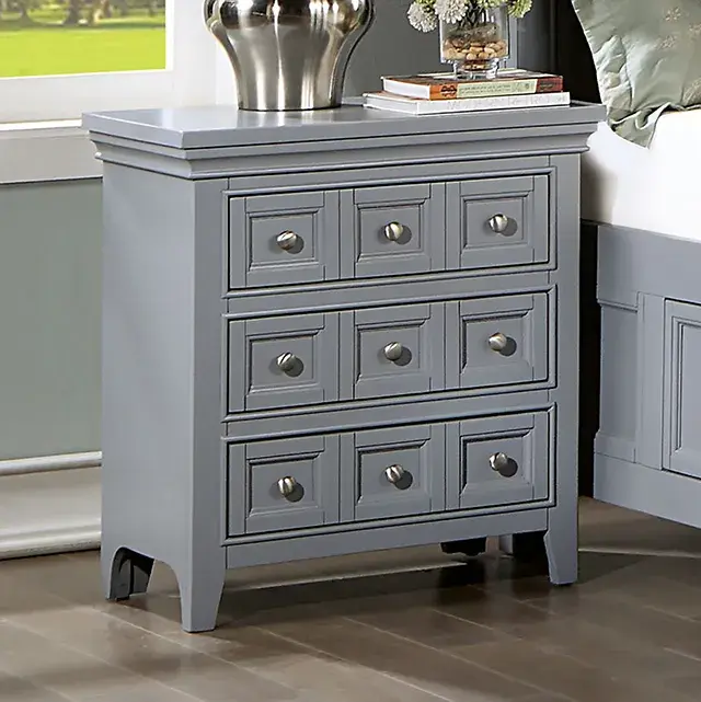 Transitional Gray Nightstand (Castlile) — Nightstand, view 6