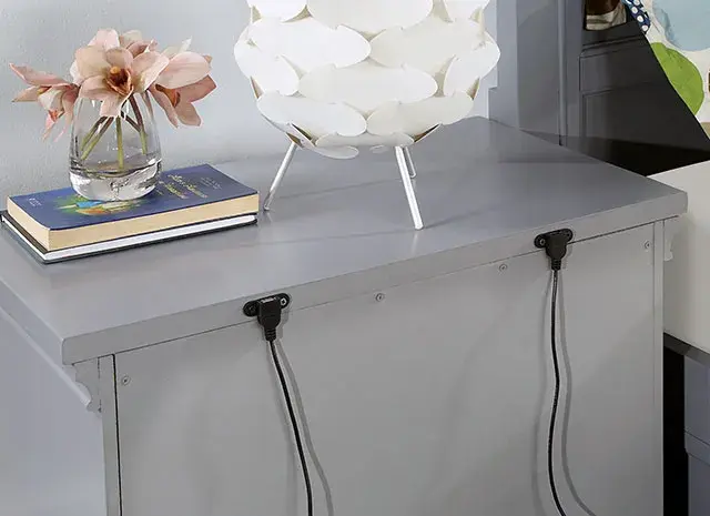 Transitional Gray Nightstand (Castlile) — Nightstand, view 7