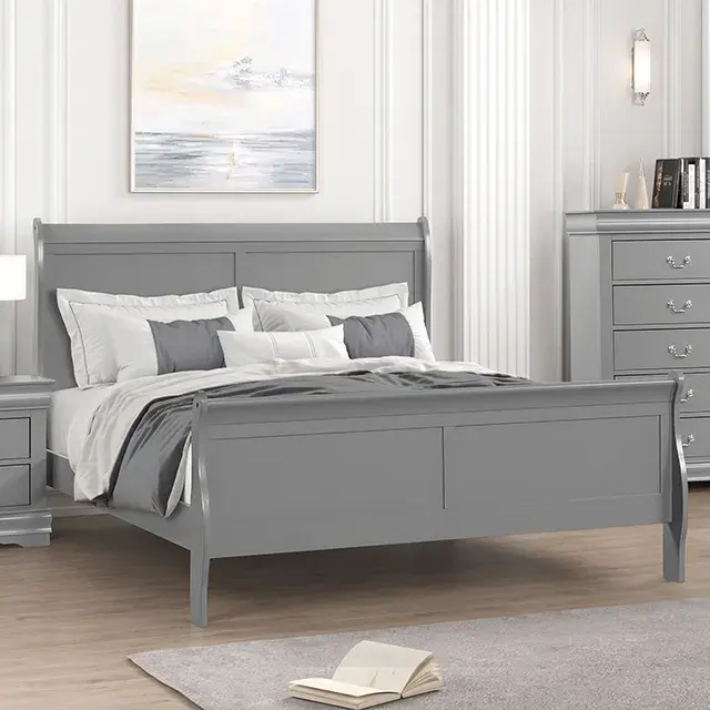 Transitional Gray Nightstand (Louis Philippe) — Nightstand, main view