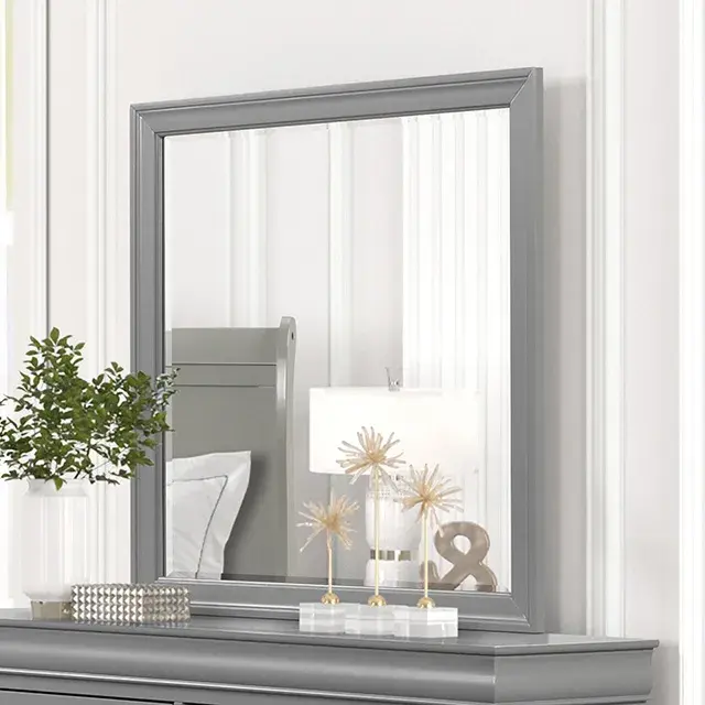 Transitional Gray Nightstand (Louis Philippe) — Nightstand, view 4