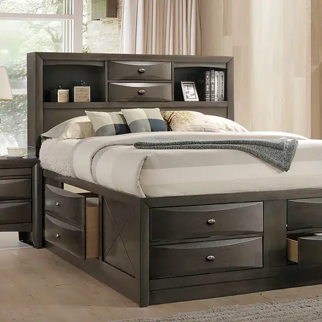 Transitional Gray Nightstand (Zosimo) — Nightstand, main view
