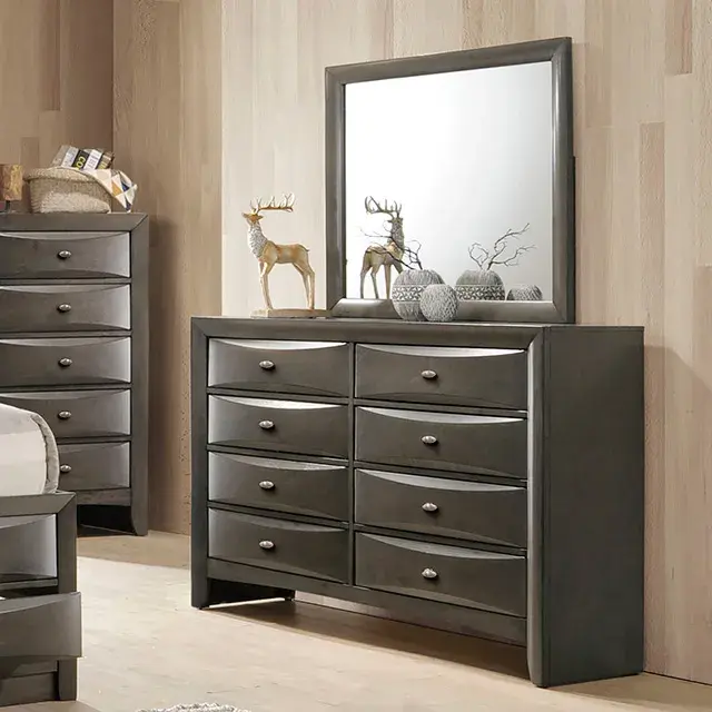 Transitional Gray Nightstand (Zosimo) — Nightstand, view 3