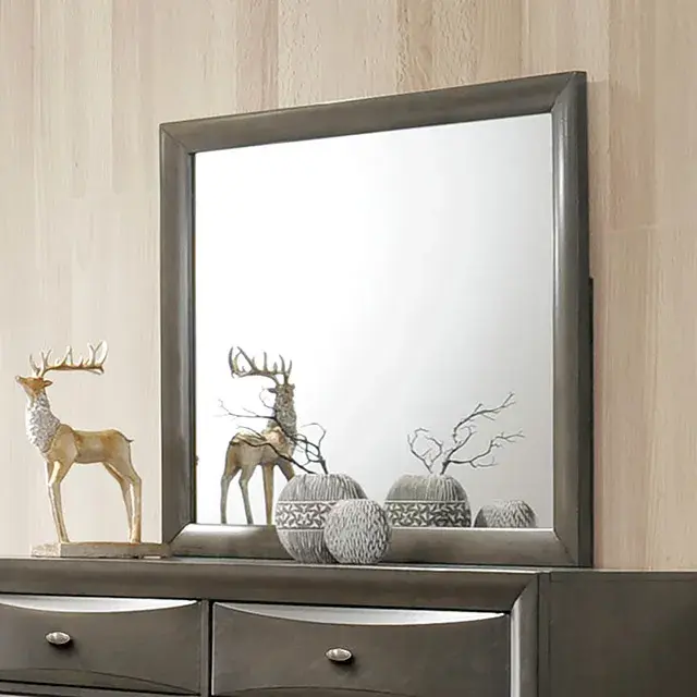Transitional Gray Nightstand (Zosimo) — Nightstand, view 4