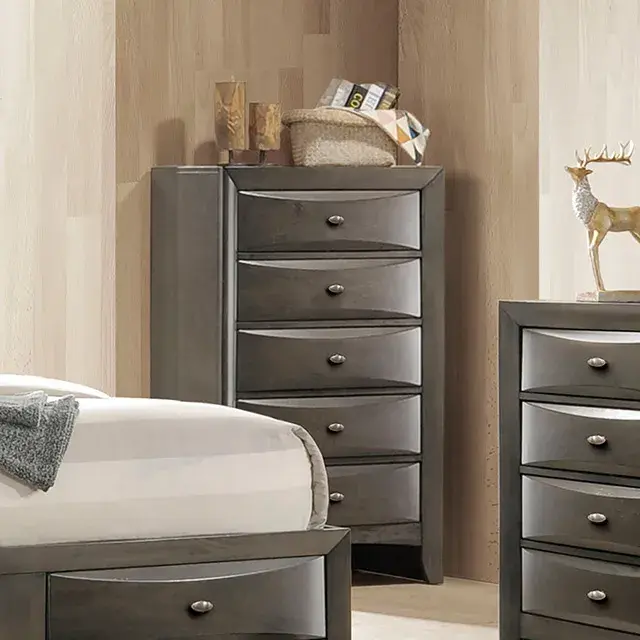 Transitional Gray Nightstand (Zosimo) — Nightstand, view 5