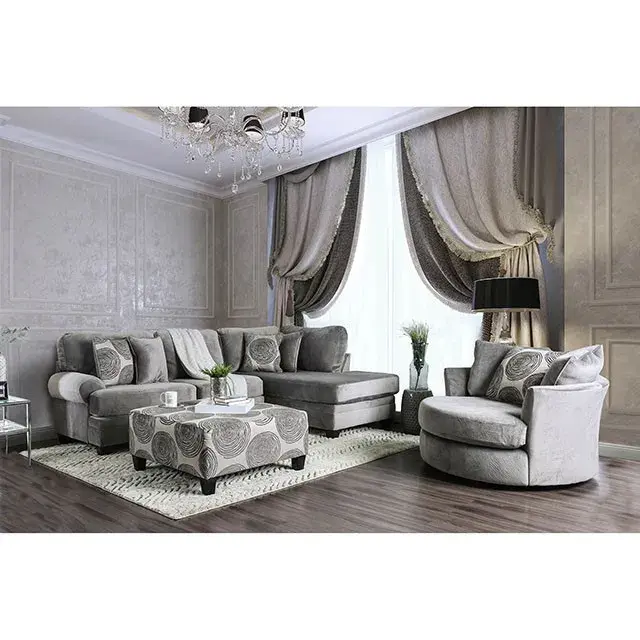 Transitional Gray Sectional Sofa — Sofa, main view