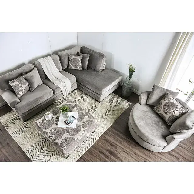 Transitional Gray Sectional Sofa — Sofa, view 2