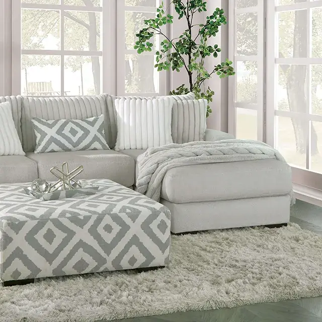 Transitional Gray Sectional Sofa (Hermance) — Sofa, view 2