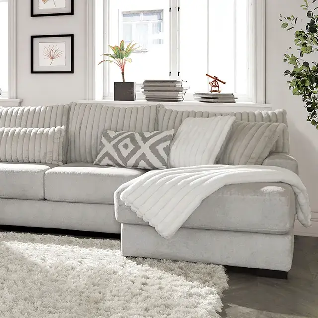 Transitional Gray Sectional Sofa (Hermiston) — Sofa, main view